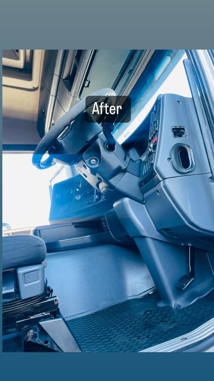 After - Professional truck cab interior cleaning transformation