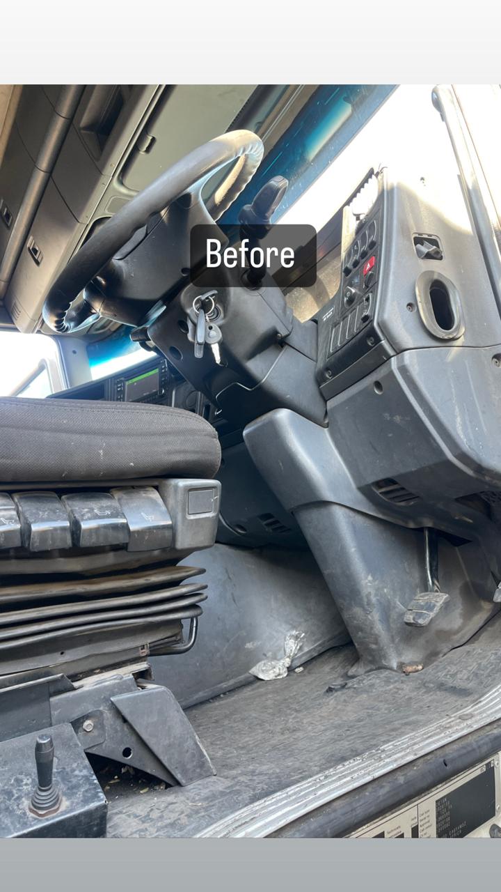 Before - Professional truck cab interior cleaning transformation